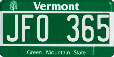 VT license plate JFO365