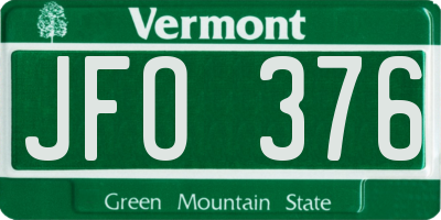 VT license plate JFO376