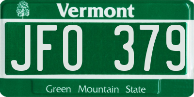 VT license plate JFO379