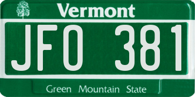 VT license plate JFO381