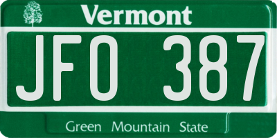 VT license plate JFO387