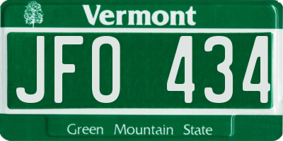 VT license plate JFO434