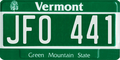 VT license plate JFO441