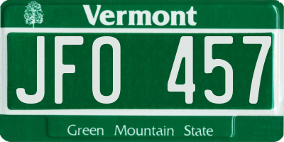 VT license plate JFO457