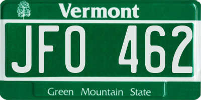 VT license plate JFO462