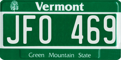 VT license plate JFO469