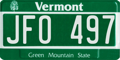 VT license plate JFO497