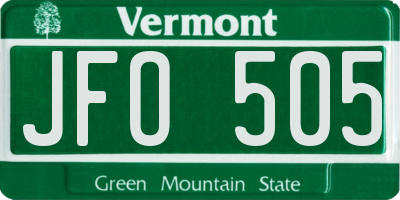 VT license plate JFO505
