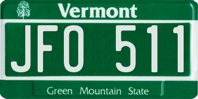 VT license plate JFO511