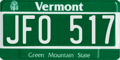 VT license plate JFO517