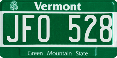 VT license plate JFO528