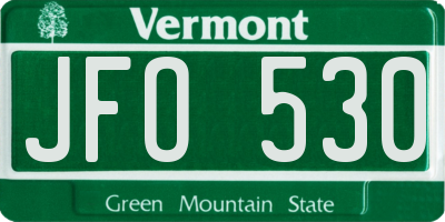 VT license plate JFO530