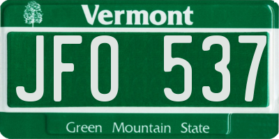 VT license plate JFO537
