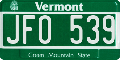 VT license plate JFO539