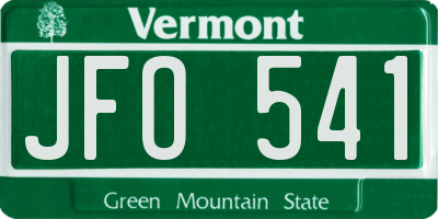 VT license plate JFO541