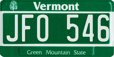 VT license plate JFO546
