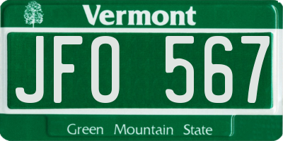 VT license plate JFO567