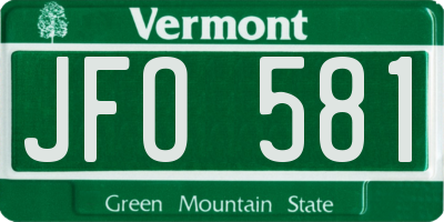 VT license plate JFO581
