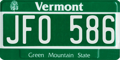 VT license plate JFO586