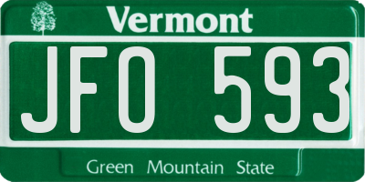 VT license plate JFO593