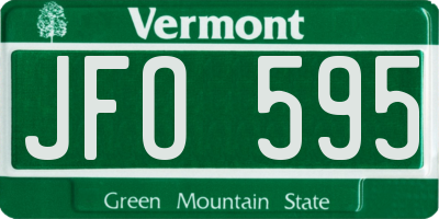 VT license plate JFO595