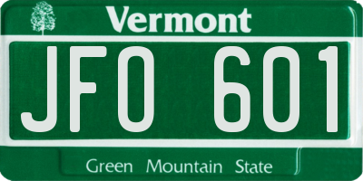 VT license plate JFO601