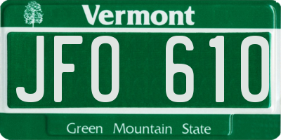 VT license plate JFO610