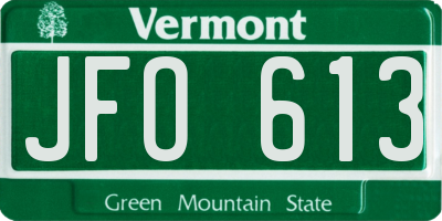 VT license plate JFO613
