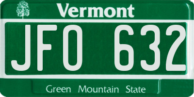 VT license plate JFO632