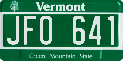 VT license plate JFO641