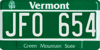 VT license plate JFO654