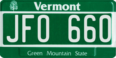 VT license plate JFO660