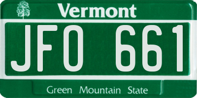 VT license plate JFO661
