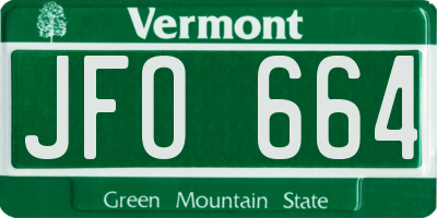 VT license plate JFO664