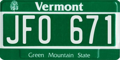 VT license plate JFO671