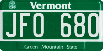 VT license plate JFO680