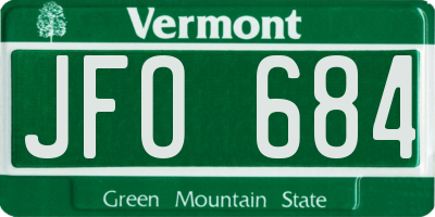 VT license plate JFO684