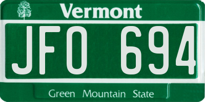 VT license plate JFO694