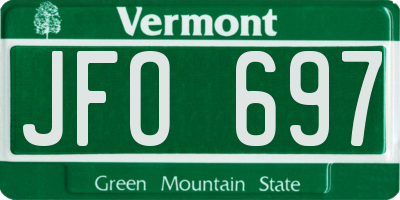 VT license plate JFO697