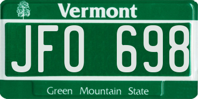 VT license plate JFO698