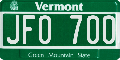 VT license plate JFO700