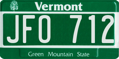 VT license plate JFO712