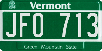 VT license plate JFO713