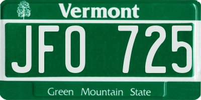 VT license plate JFO725