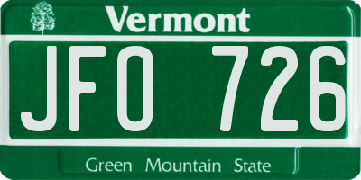 VT license plate JFO726