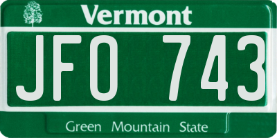 VT license plate JFO743