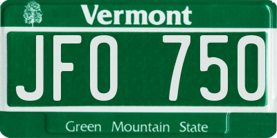 VT license plate JFO750