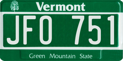 VT license plate JFO751