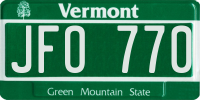 VT license plate JFO770
