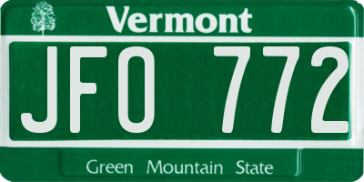VT license plate JFO772